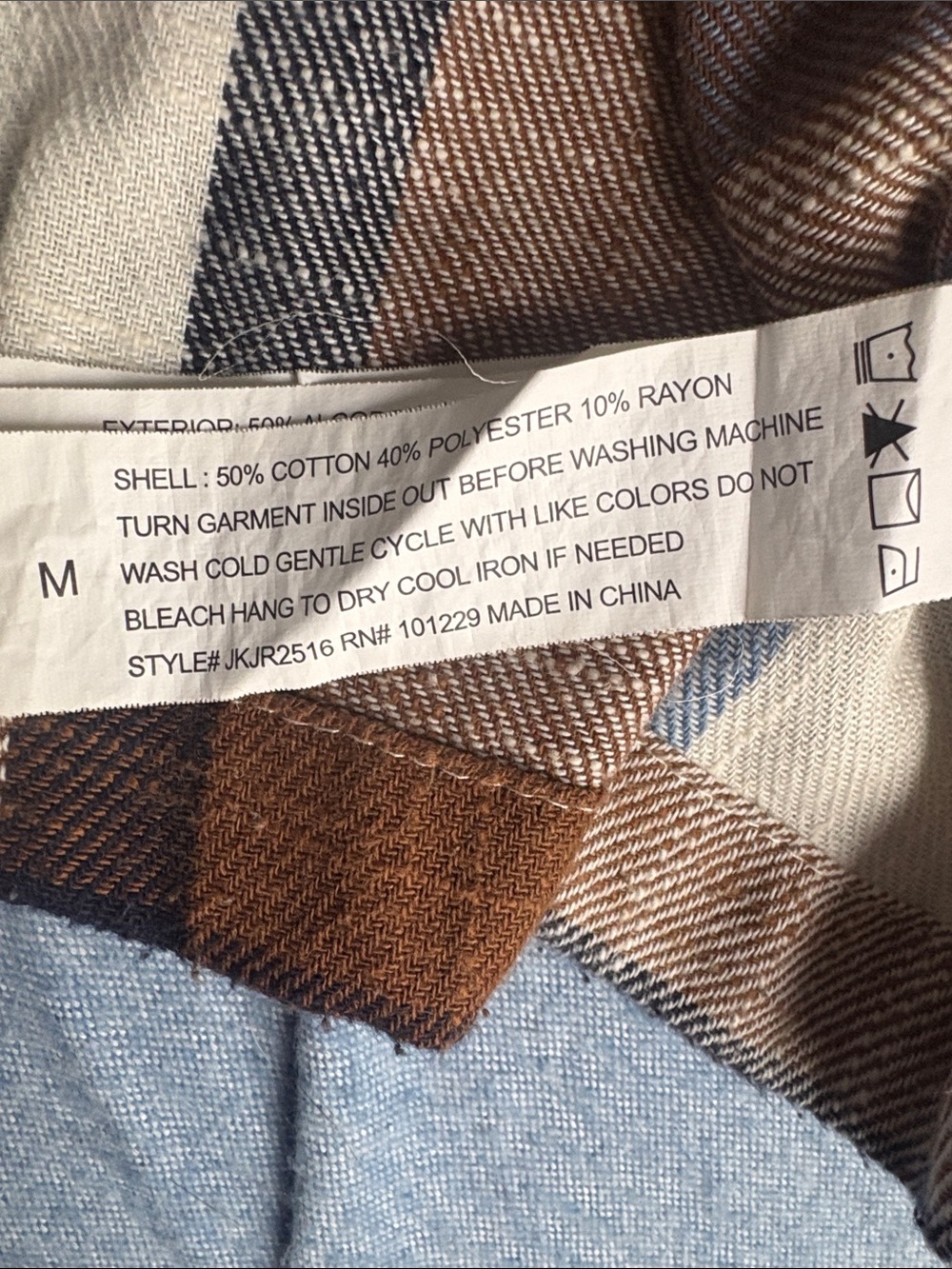 Ashley By 26 International Plaid Shacket in Brown, Cream & Blue Oversize - Picture 8 of 8